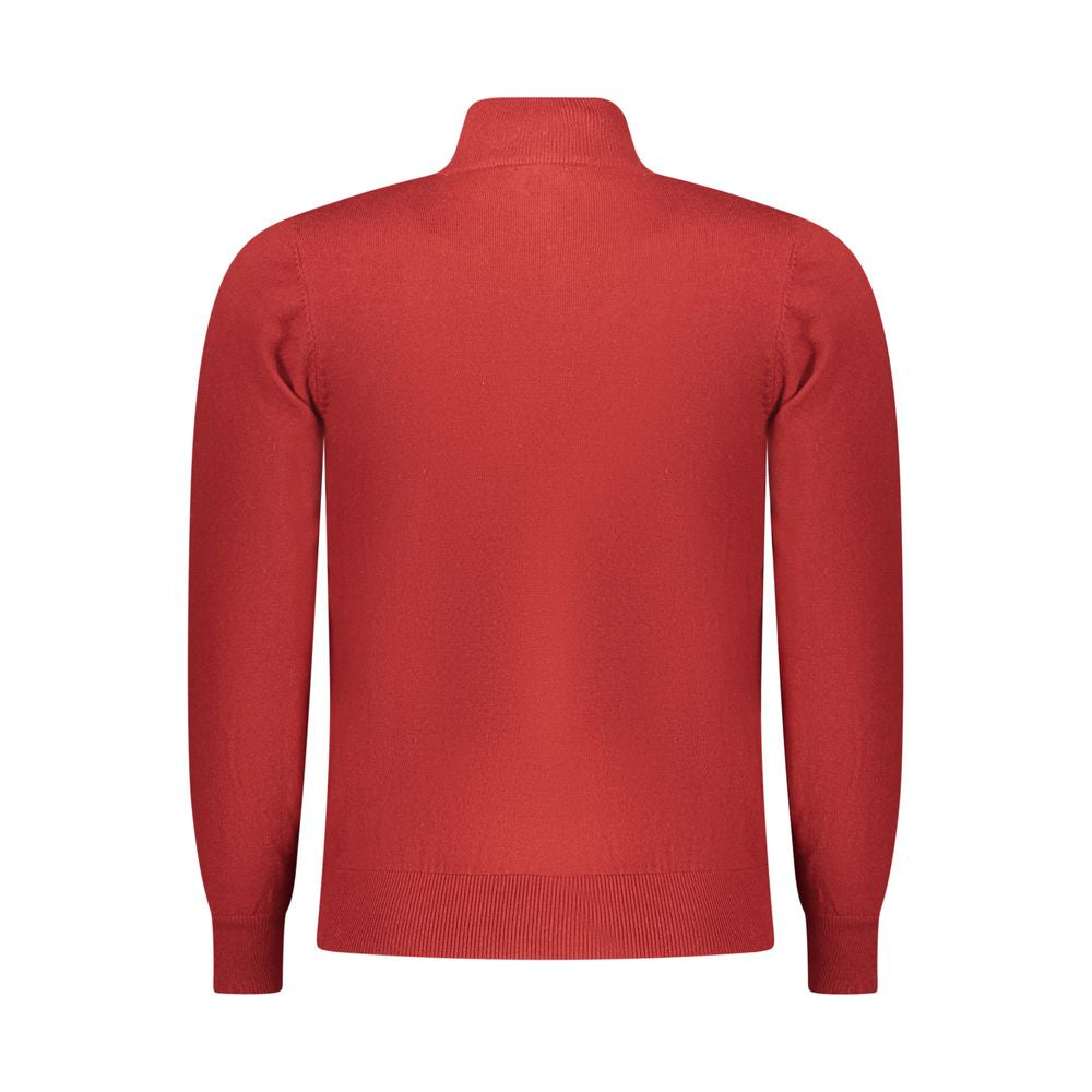 Rifle Red Wool Men Sweater - Half-Zip Elegance