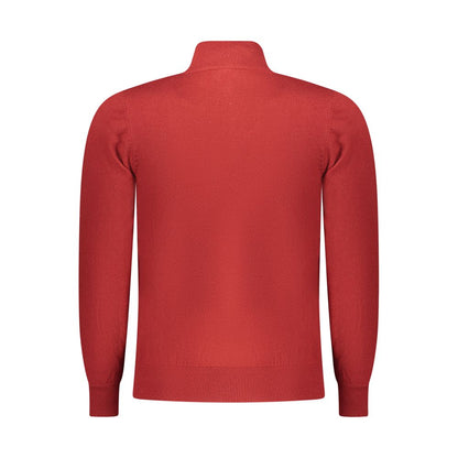Rifle Red Wool Men Sweater - Half-Zip Elegance
