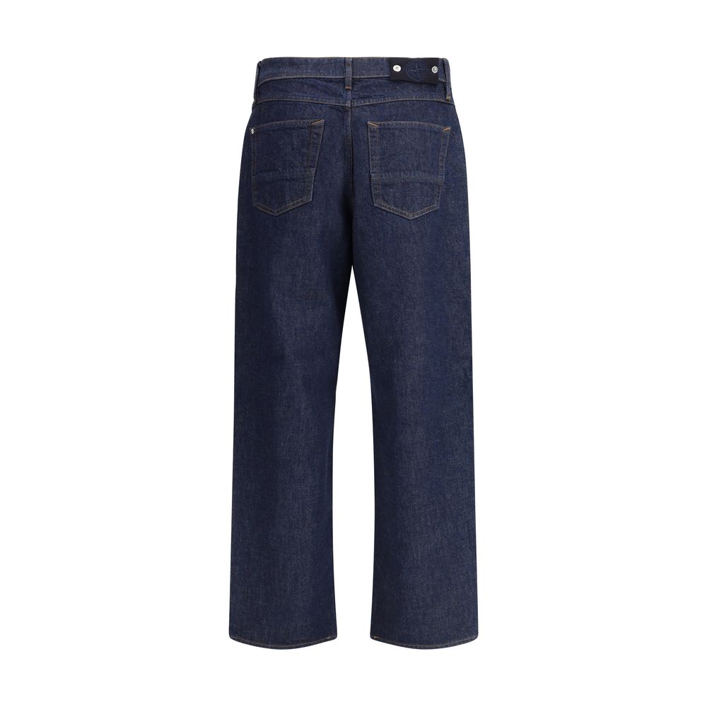 Stone Island Blue Cotton Straight-Leg Jeans - Timeless Essential for the Modern Man