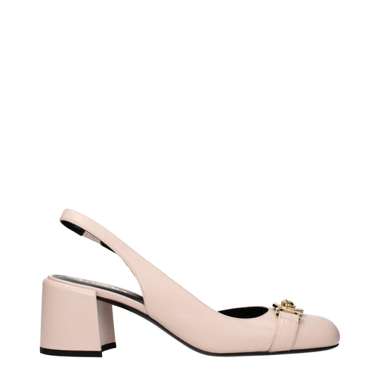 Versace Pink Leather Mid Heel Pumps - Luxurious Footwear for the Bold