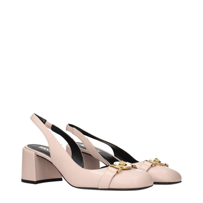 Versace Pink Leather Mid Heel Pumps - Luxurious Footwear for the Bold