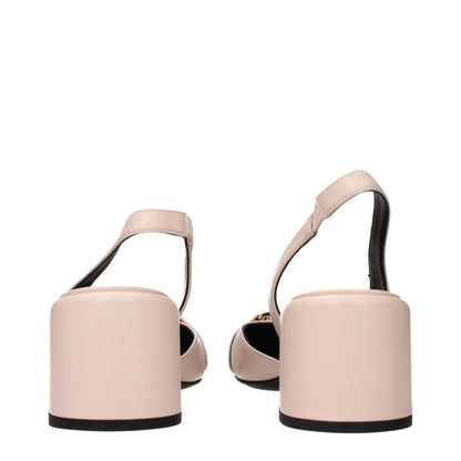 Versace Pink Leather Mid Heel Pumps - Luxurious Footwear for the Bold