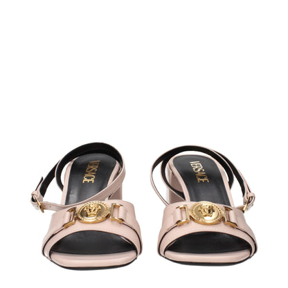 Versace Pink Leather Platform Sandals