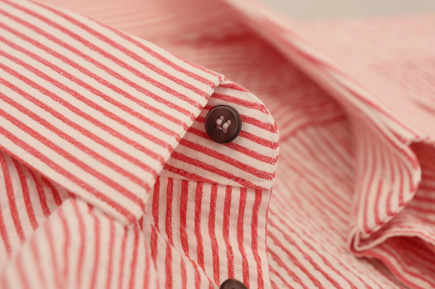 Dolce & Gabbana Red and White Striped Cotton Short Sleeve Shirt