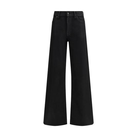 7FOR Black Cotton Flared Jeans