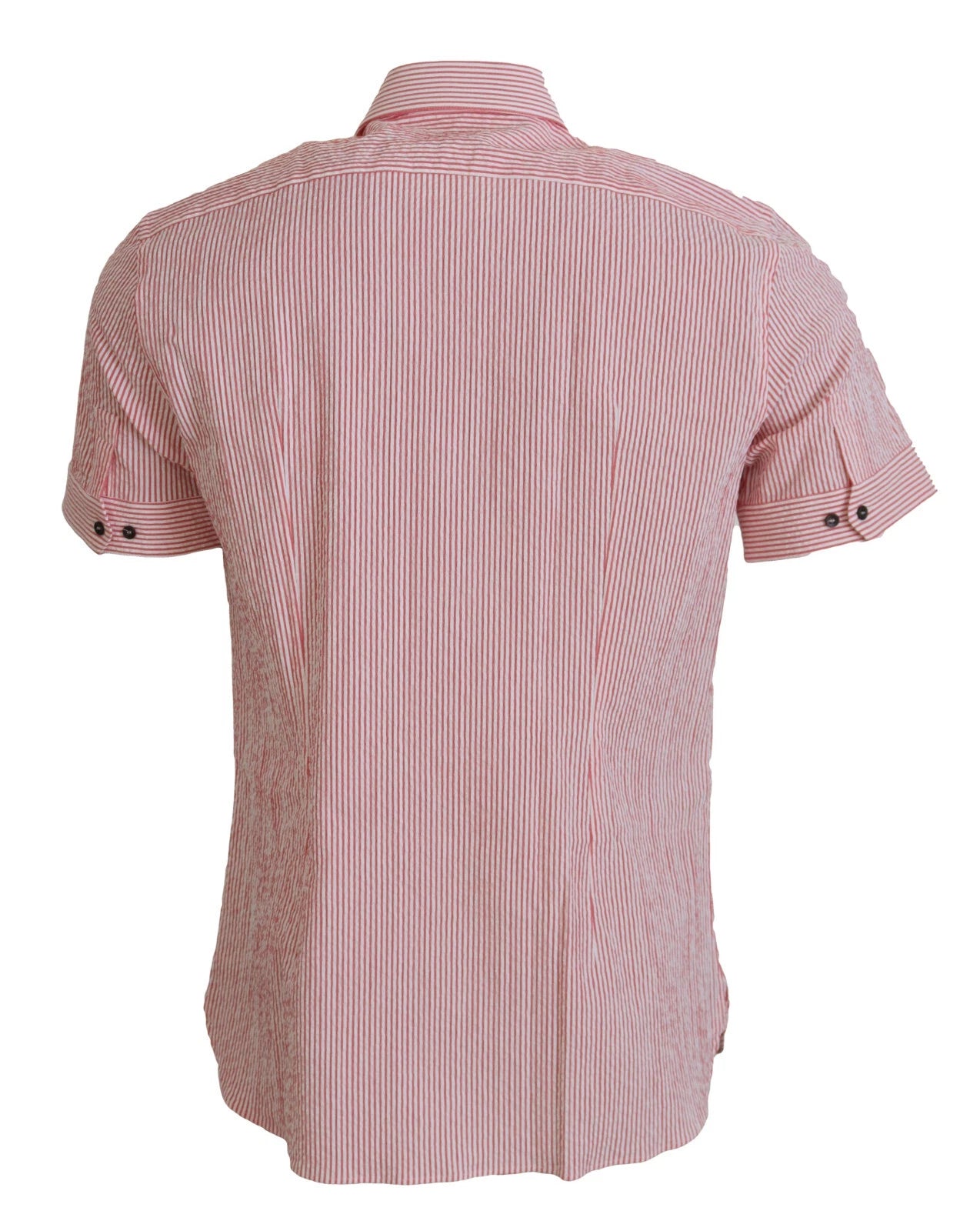 Dolce & Gabbana Red and White Striped Cotton Short Sleeve Shirt