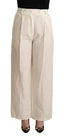 Jucca Off White Cotton High Waist Straight Women's Trousers