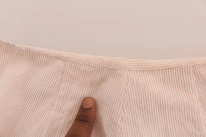 Ermanno Scervino Beige Cotton Stretch Straight Trousers Pants