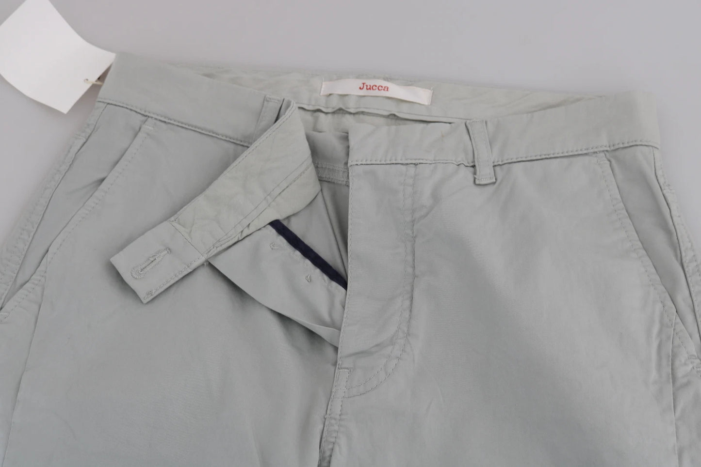 JUCCA Cotton Gray High Waist Skinny Cropped Trousers Pants