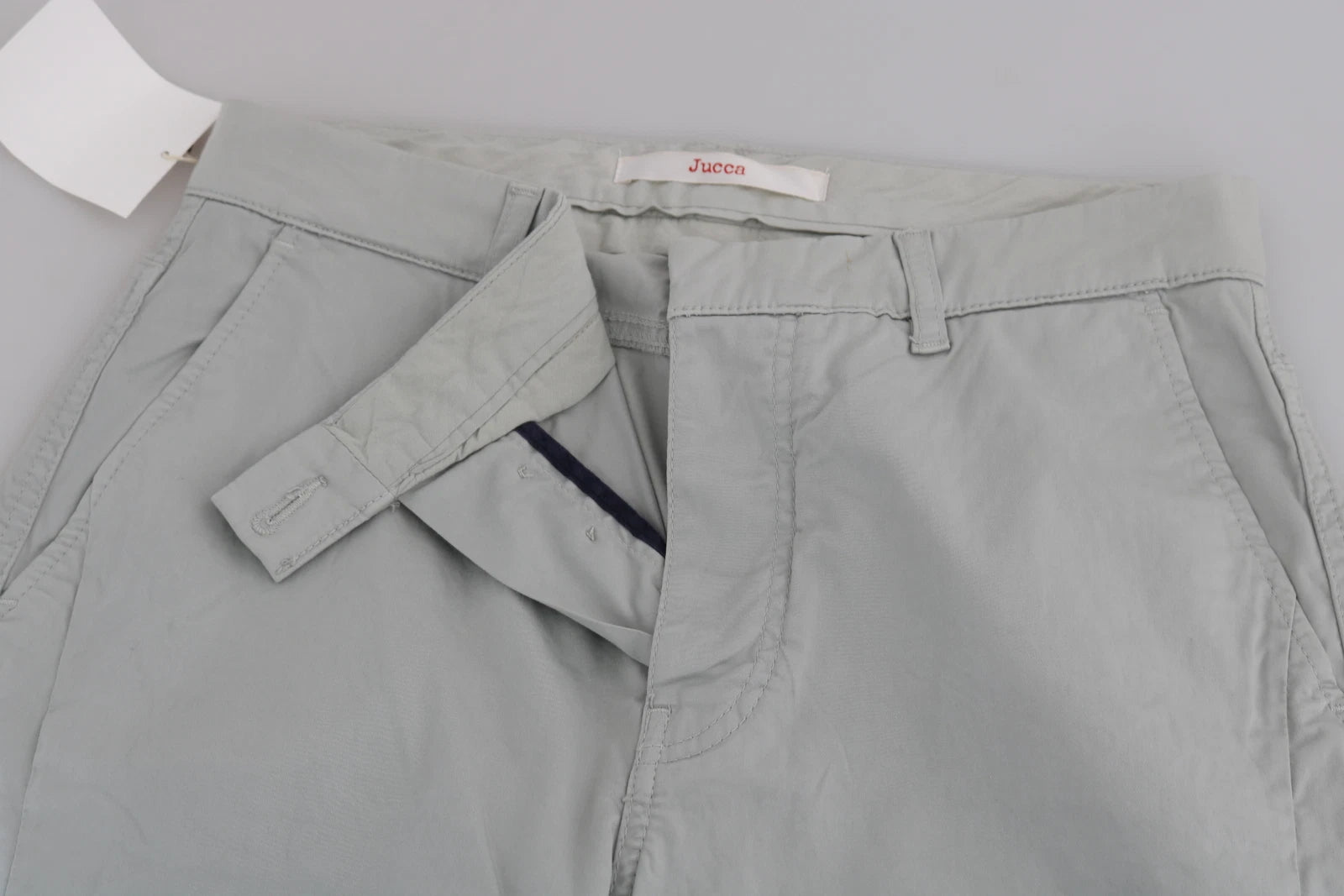 JUCCA Cotton Gray High Waist Skinny Cropped Trousers Pants