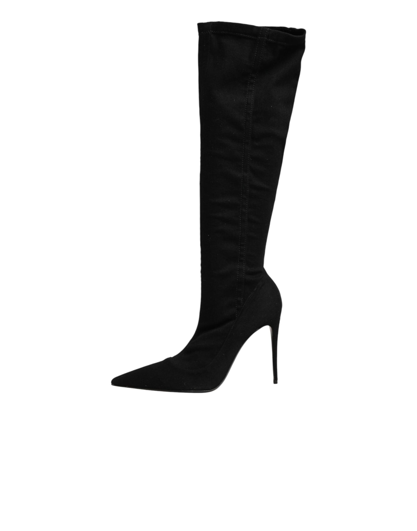 Dolce & Gabbana Black Cotton Stretch High Heels Boots