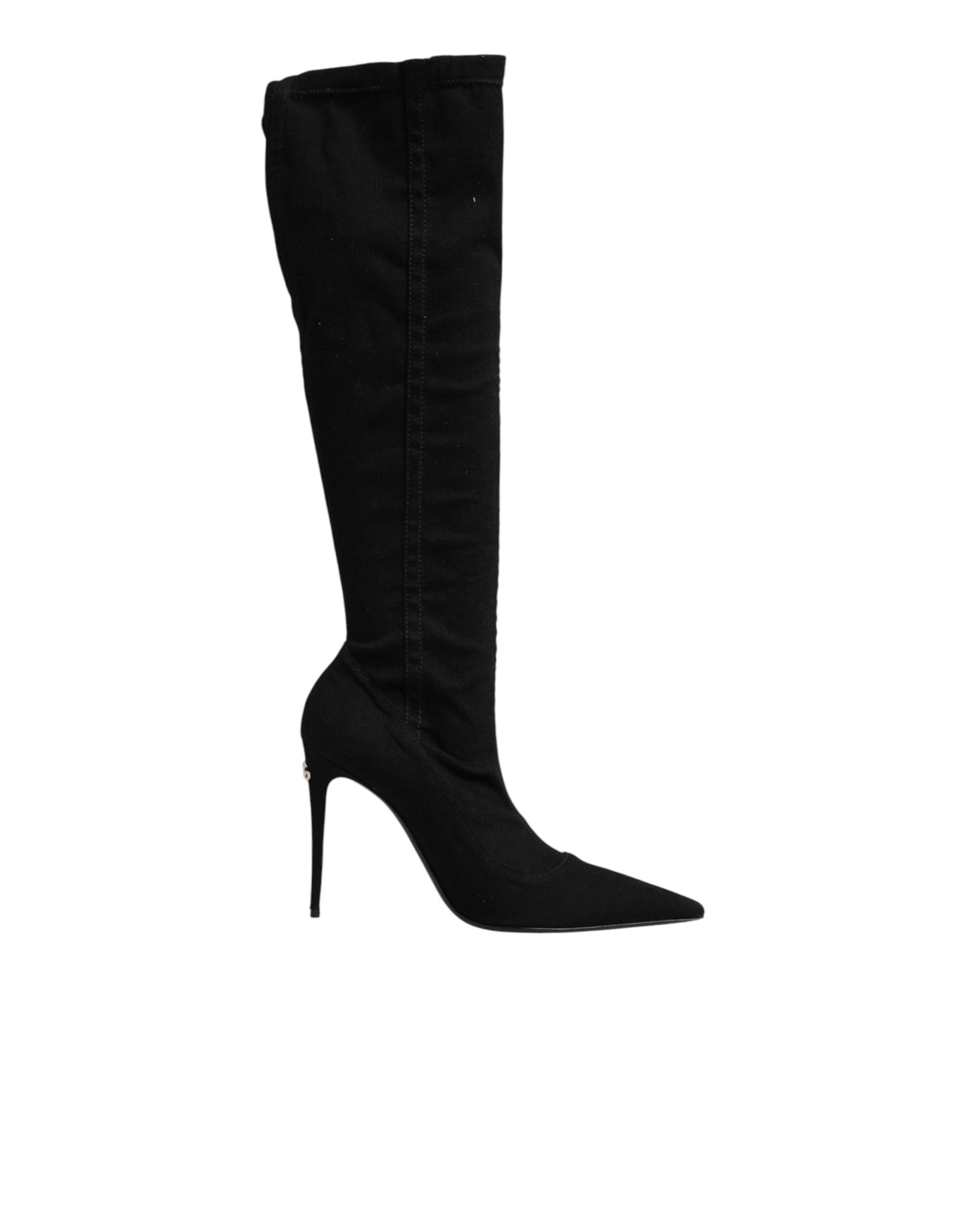 Dolce & Gabbana Black Cotton Stretch High Heels Boots