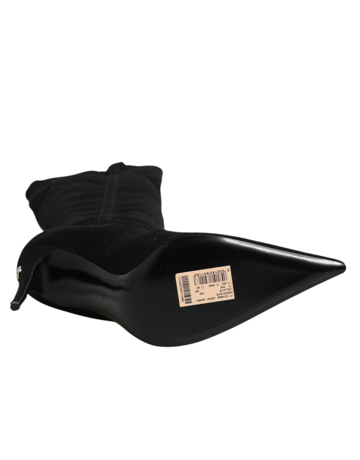 Dolce & Gabbana Black Cotton Stretch High Heels Boots