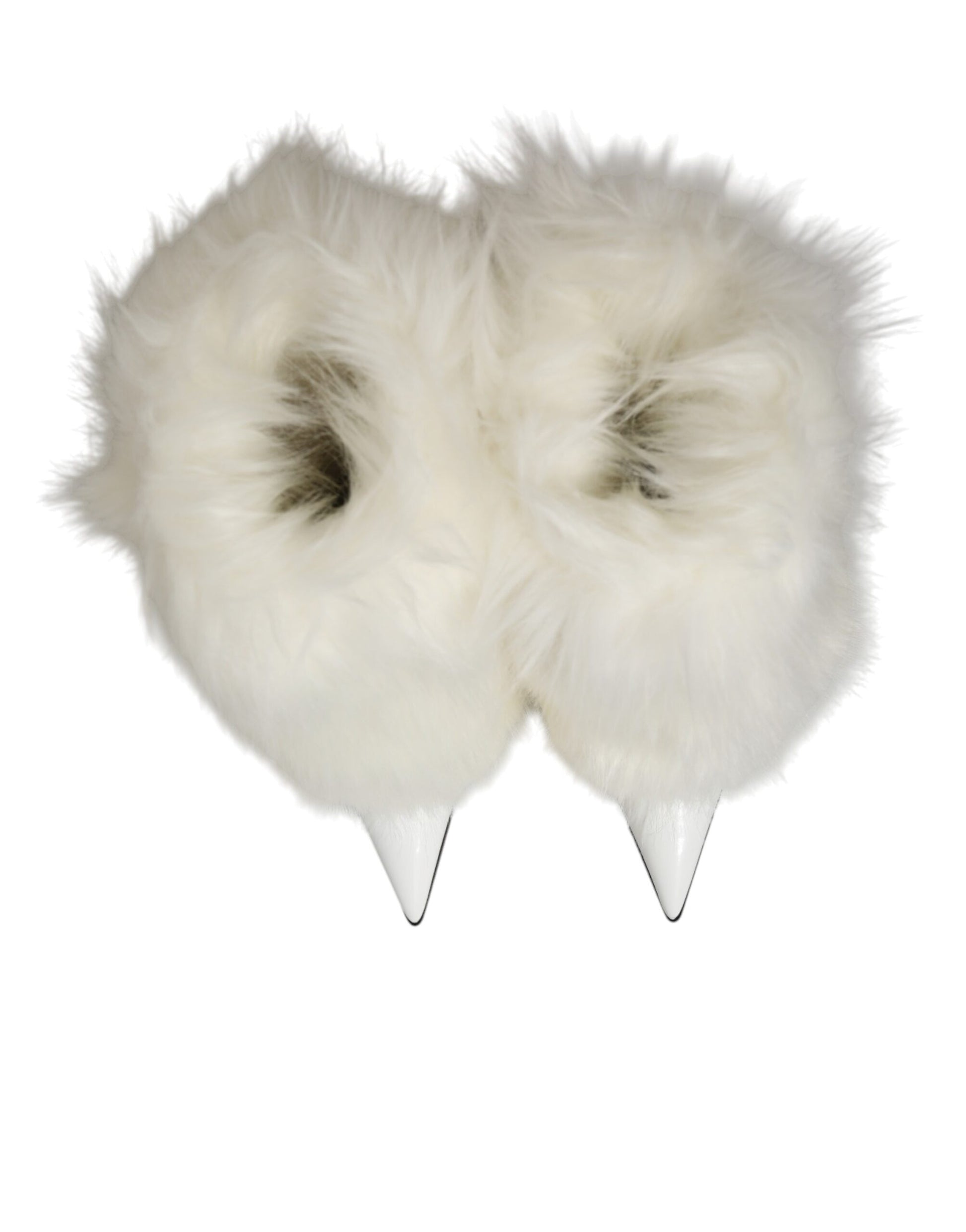 Dolce & Gabbana White Fur Pointed Knee High Stiletto Boots