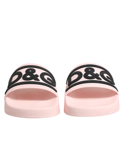 Dolce & Gabbana Pink Rubber Slides - Beachwear Luxury