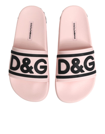 Dolce & Gabbana Pink Rubber Slides - Beachwear Luxury