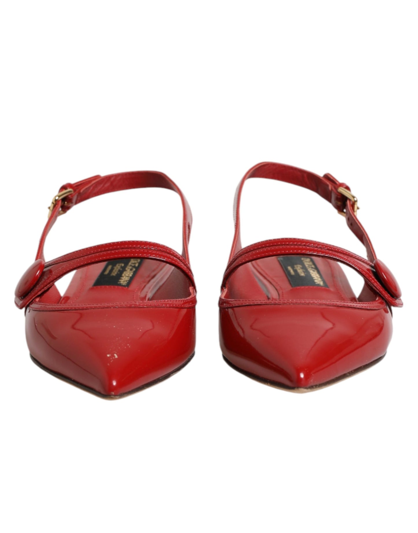 Dolce & Gabbana Red Leather Slingback Flats Sandals