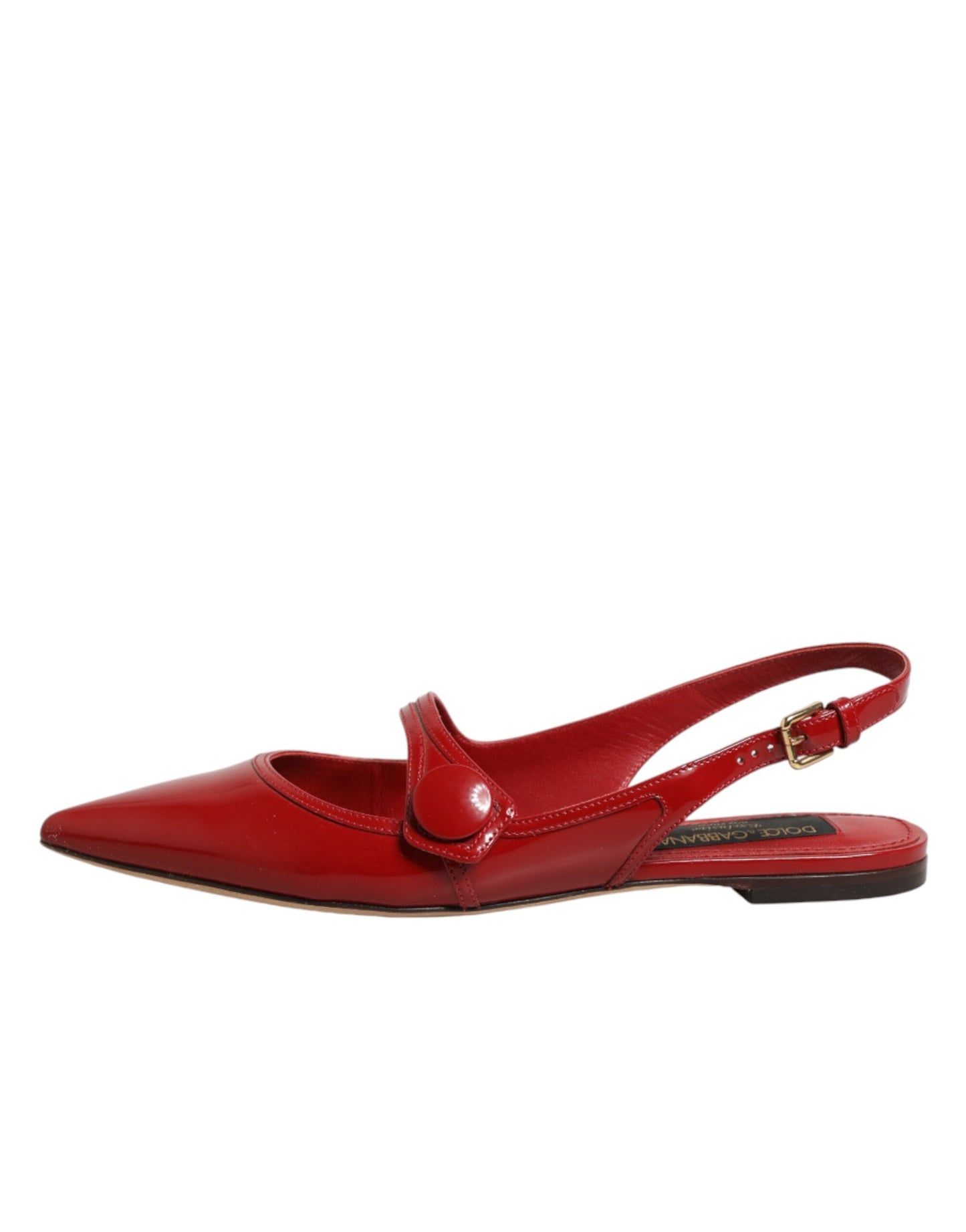 Dolce & Gabbana Red Leather Slingback Flats Sandals