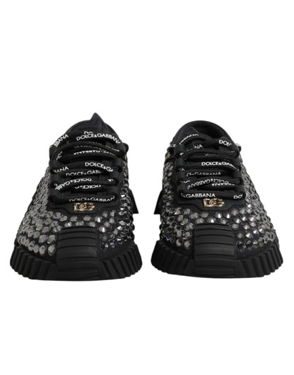 Dolce & Gabbana Black Embellished Low Top NS1 Sneakers
