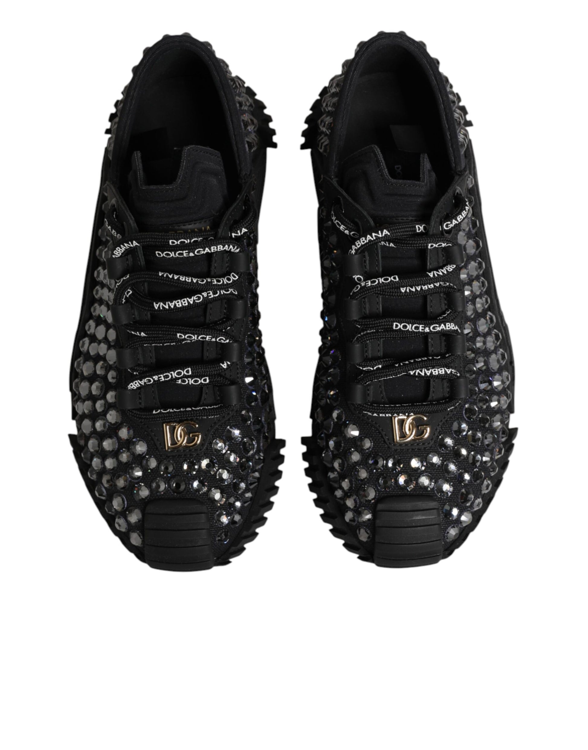 Dolce & Gabbana Black Embellished Low Top NS1 Sneakers