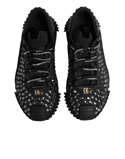 Dolce & Gabbana Black Embellished Low Top NS1 Sneakers