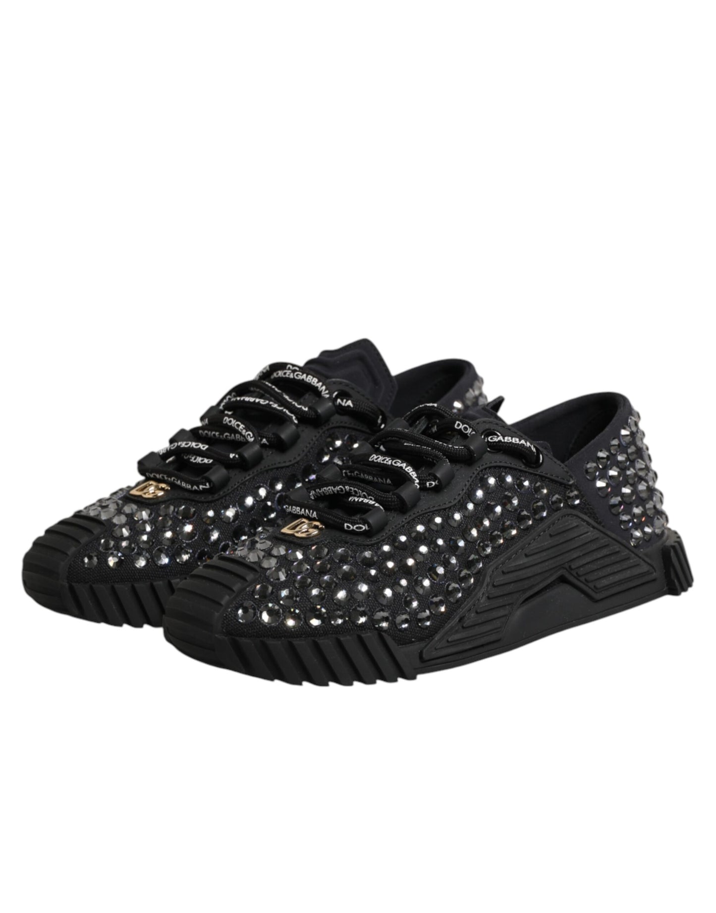 Dolce & Gabbana Black Embellished Low Top NS1 Sneakers
