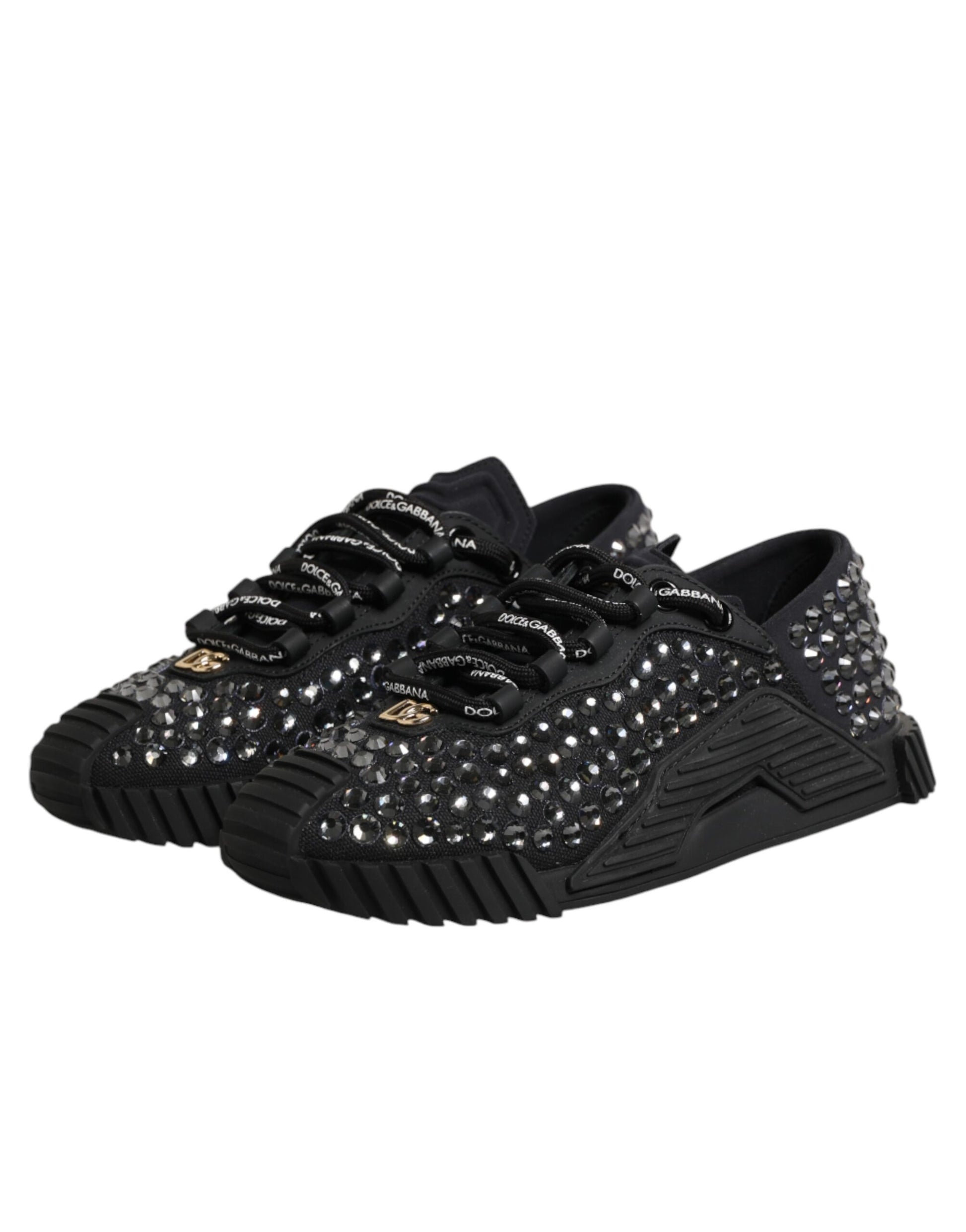 Dolce & Gabbana Black Embellished Low Top NS1 Sneakers