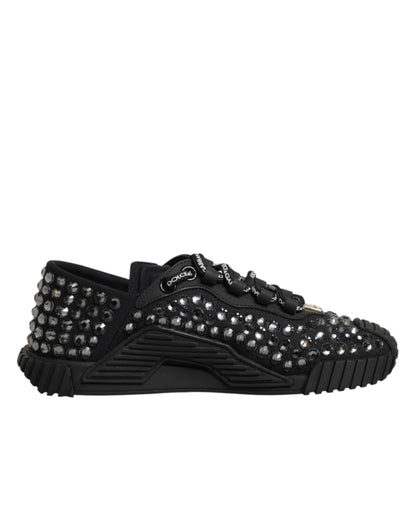 Dolce & Gabbana Black Embellished Low Top NS1 Sneakers