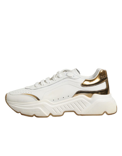 Dolce & Gabbana White Gold Daymaster Low Top Sneakers Shoes