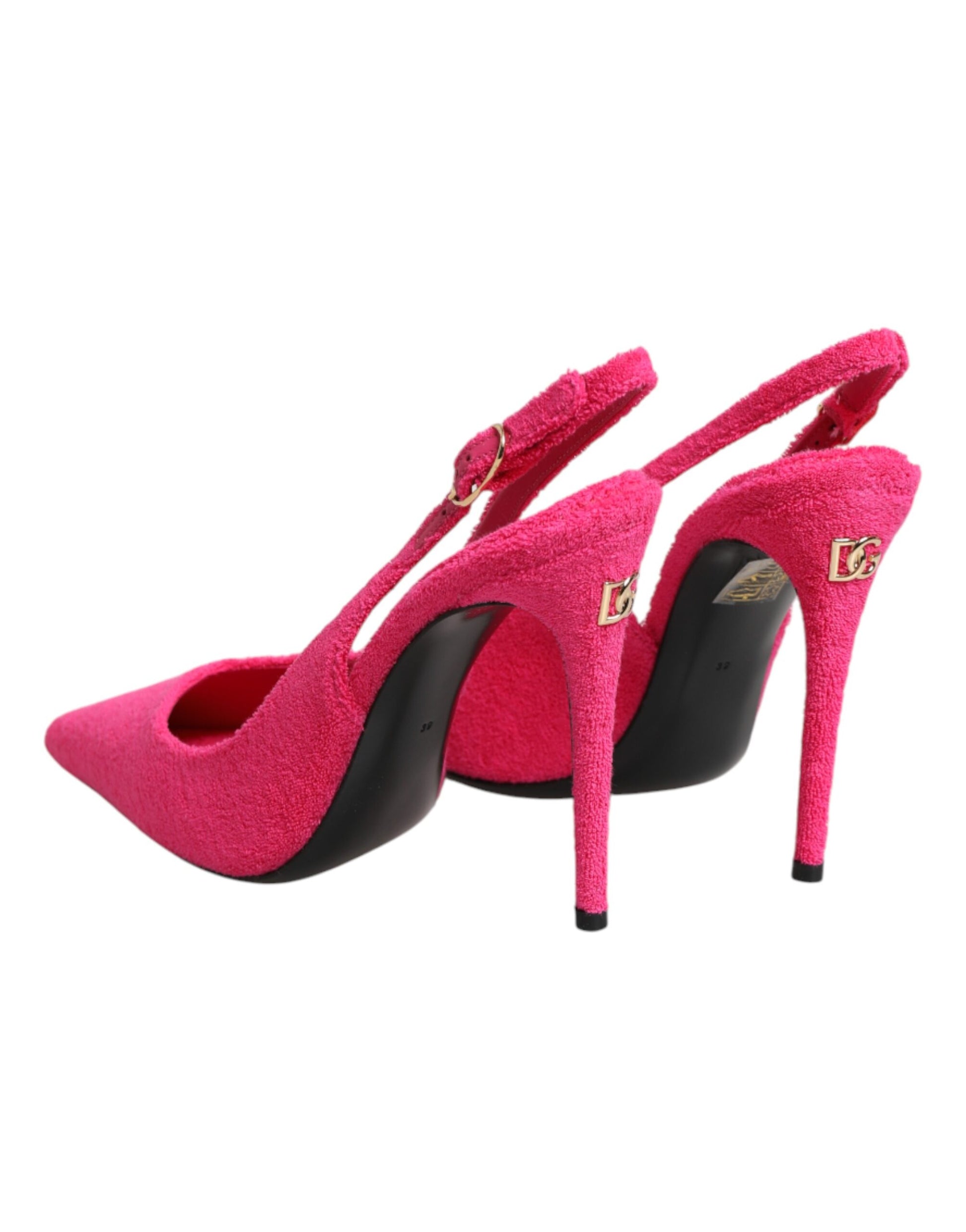 Dolce & Gabbana Pink Suede High Heels Slingback Shoes