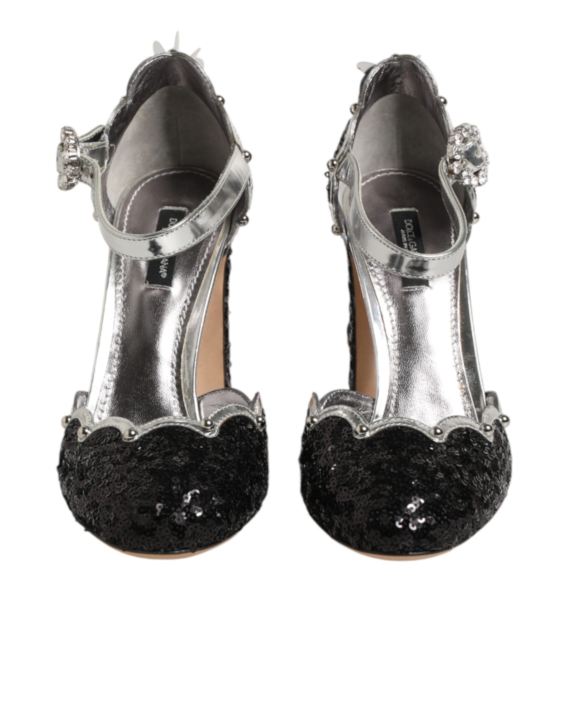 Dolce & Gabbana Black Sequined Ankle Strap Sandals