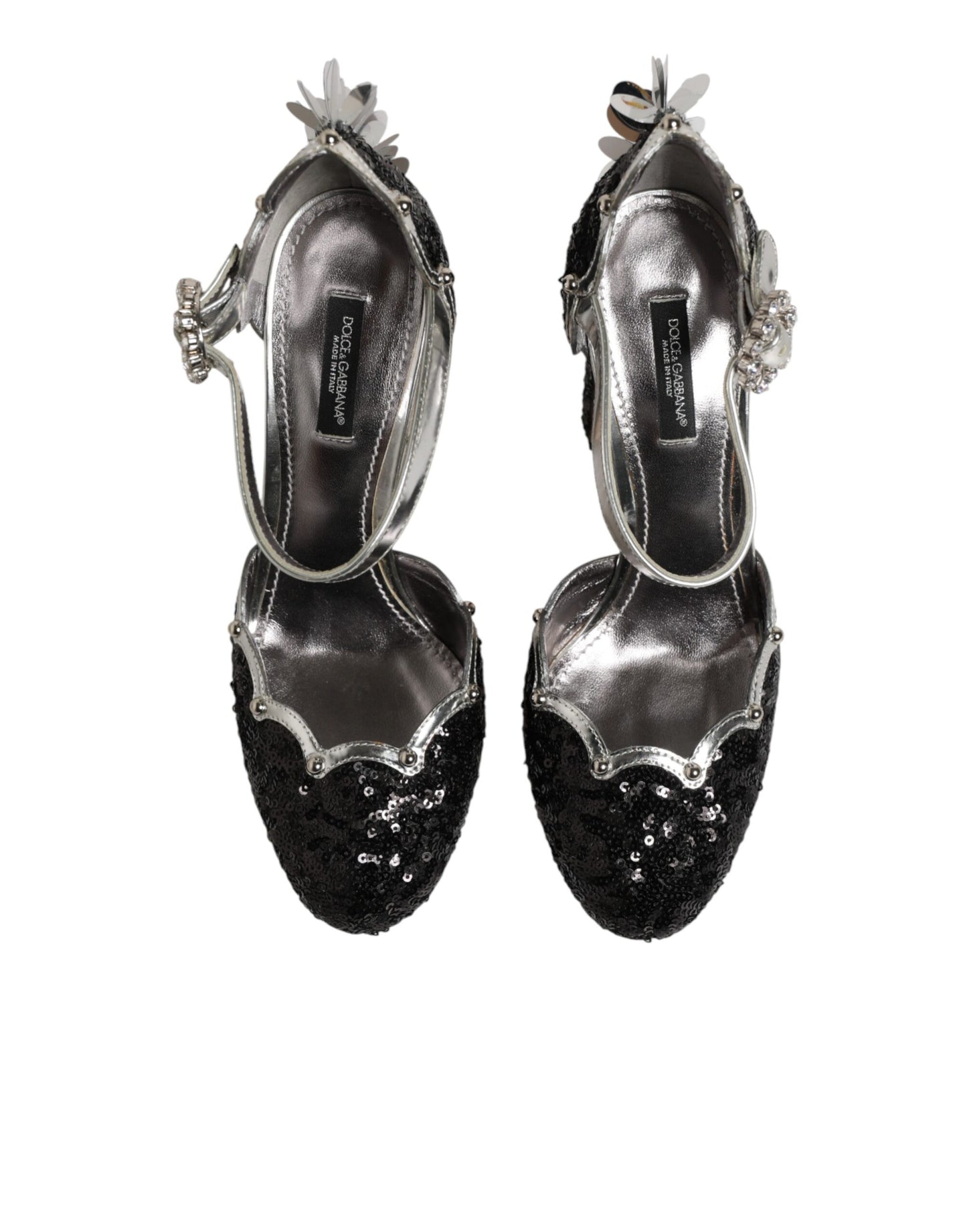 Dolce & Gabbana Black Sequined Ankle Strap Sandals