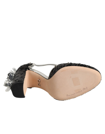 Dolce & Gabbana Black Sequined Ankle Strap Sandals
