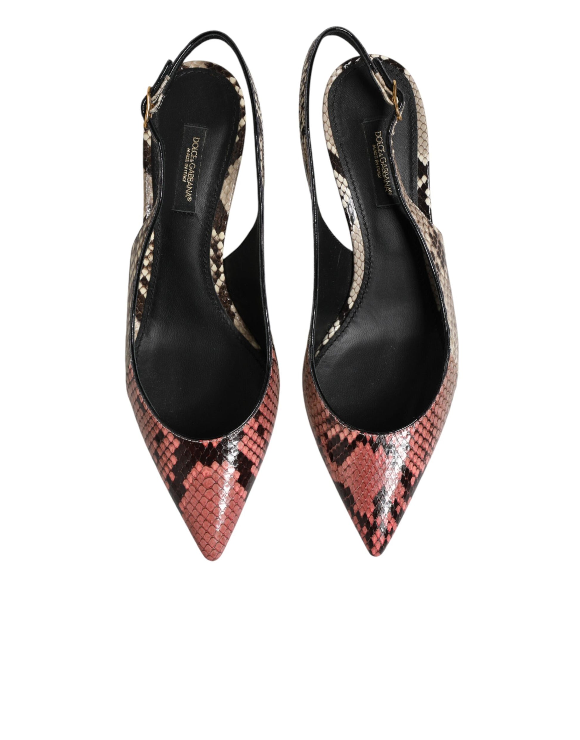 Dolce & Gabbana Multicolor Leather Heels Slingback  Shoes