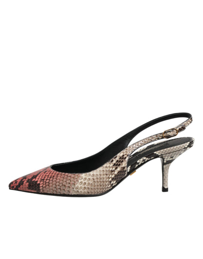 Dolce & Gabbana Multicolor Leather Heels Slingback  Shoes