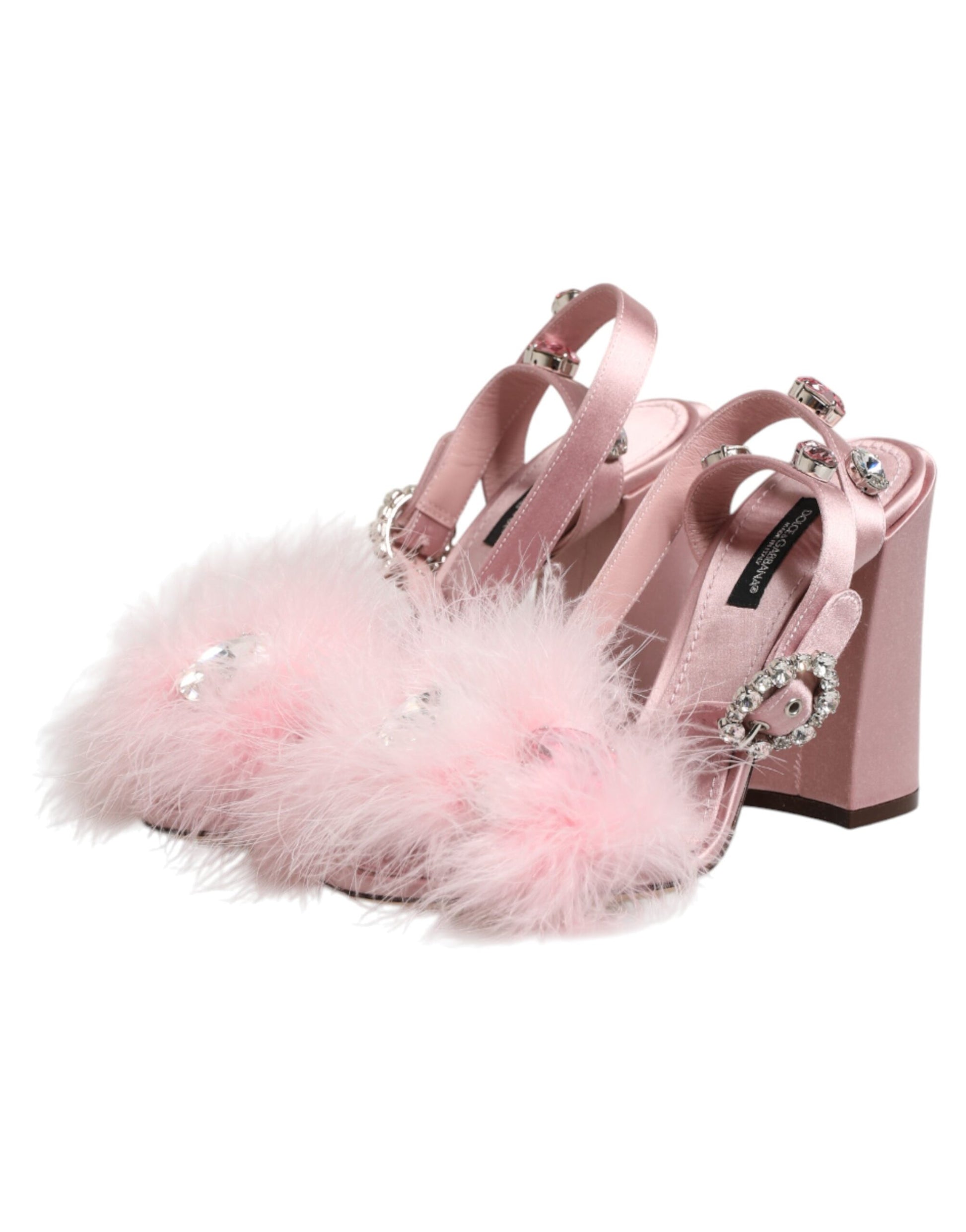 Dolce & Gabbana Pink Sequined Ankle Strap Sandals