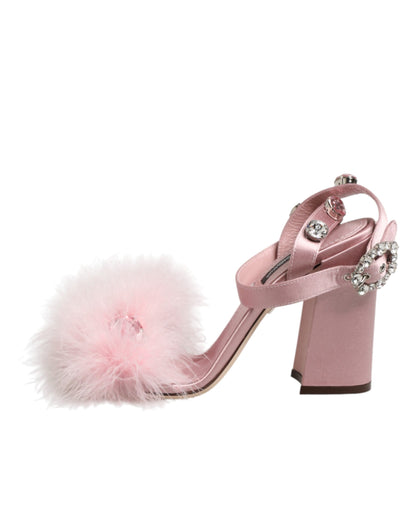 Dolce & Gabbana Pink Sequined Ankle Strap Sandals