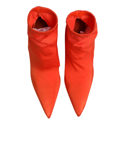 Dolce & Gabbana Orange DG Logo Heels Ankle Boots Shoes