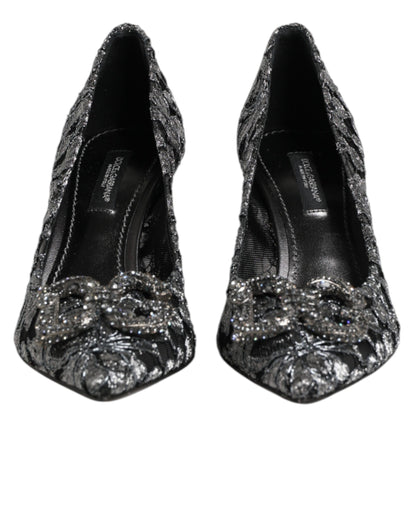 Dolce & Gabbana Silver Lace DG Amore Heels Pumps Shoes