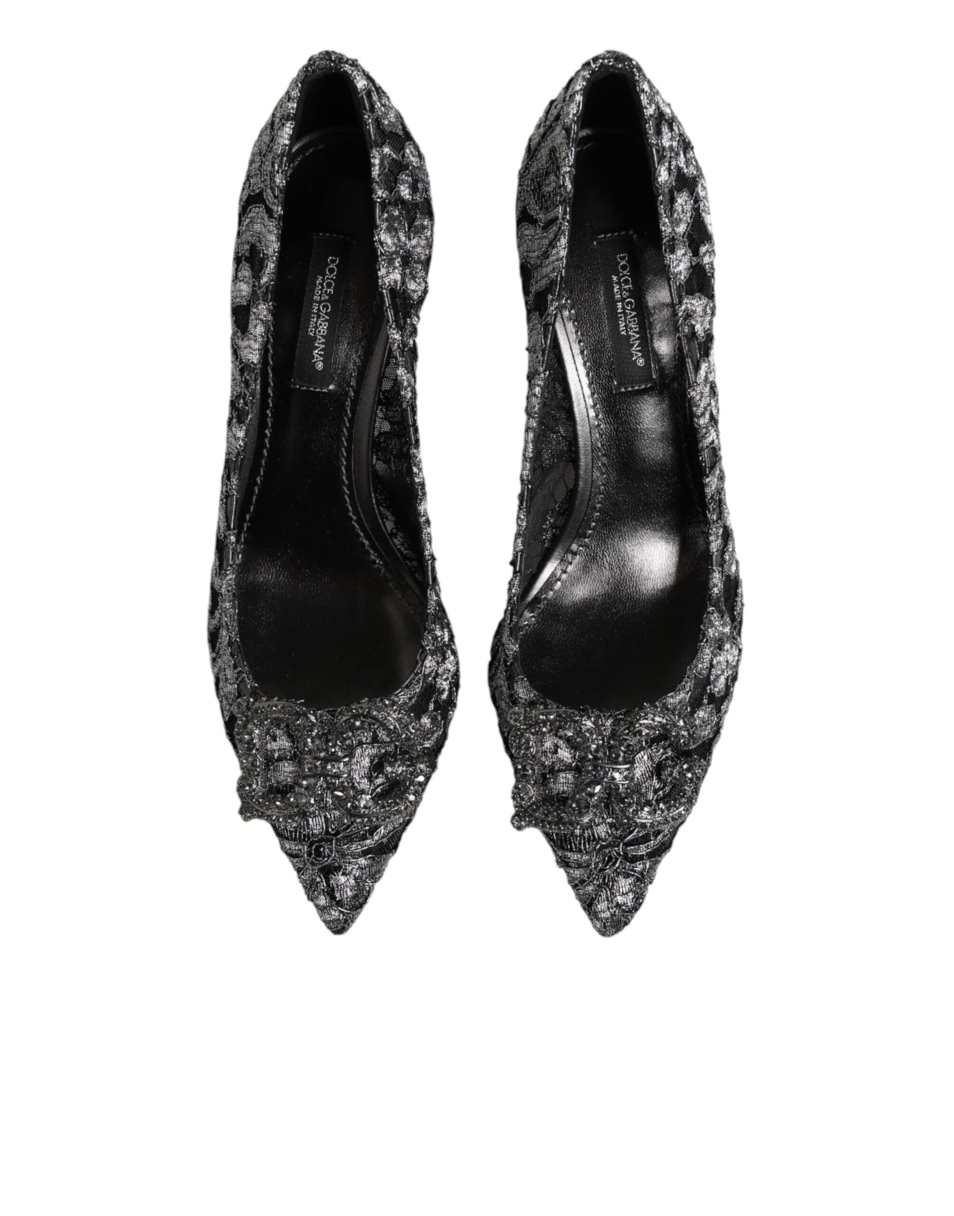 Dolce & Gabbana Silver Lace DG Amore Heels Pumps Shoes
