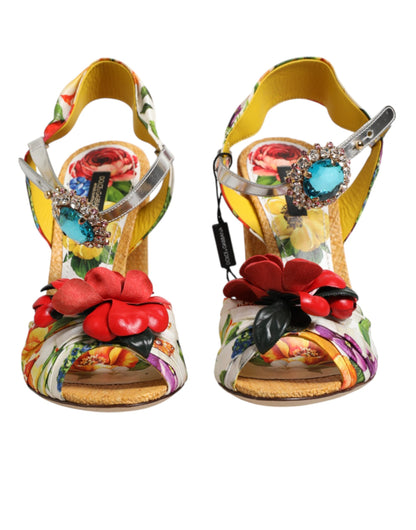 Dolce & Gabbana Multicolor Floral Crystal Embellished Sandals