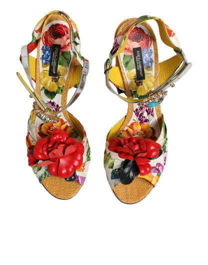 Dolce & Gabbana Multicolor Floral Crystal Embellished Sandals