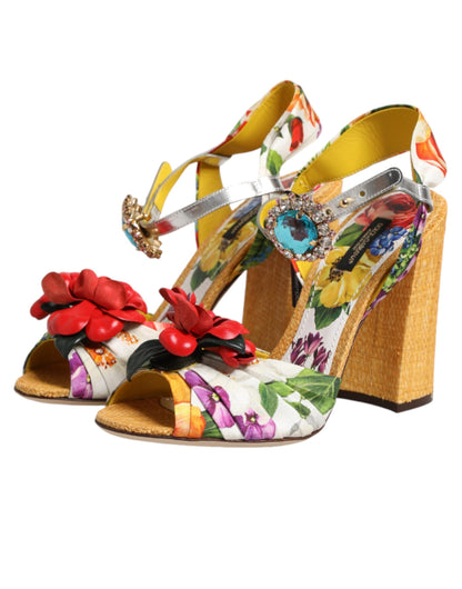 Dolce & Gabbana Multicolor Floral Crystal Embellished Sandals