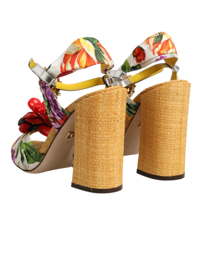Dolce & Gabbana Multicolor Floral Crystal Embellished Sandals
