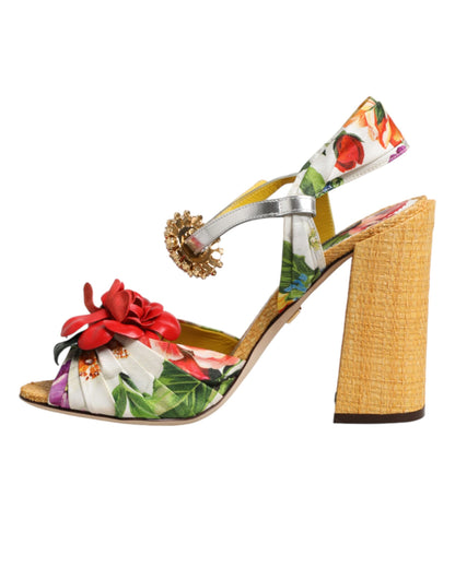 Dolce & Gabbana Multicolor Floral Crystal Embellished Sandals