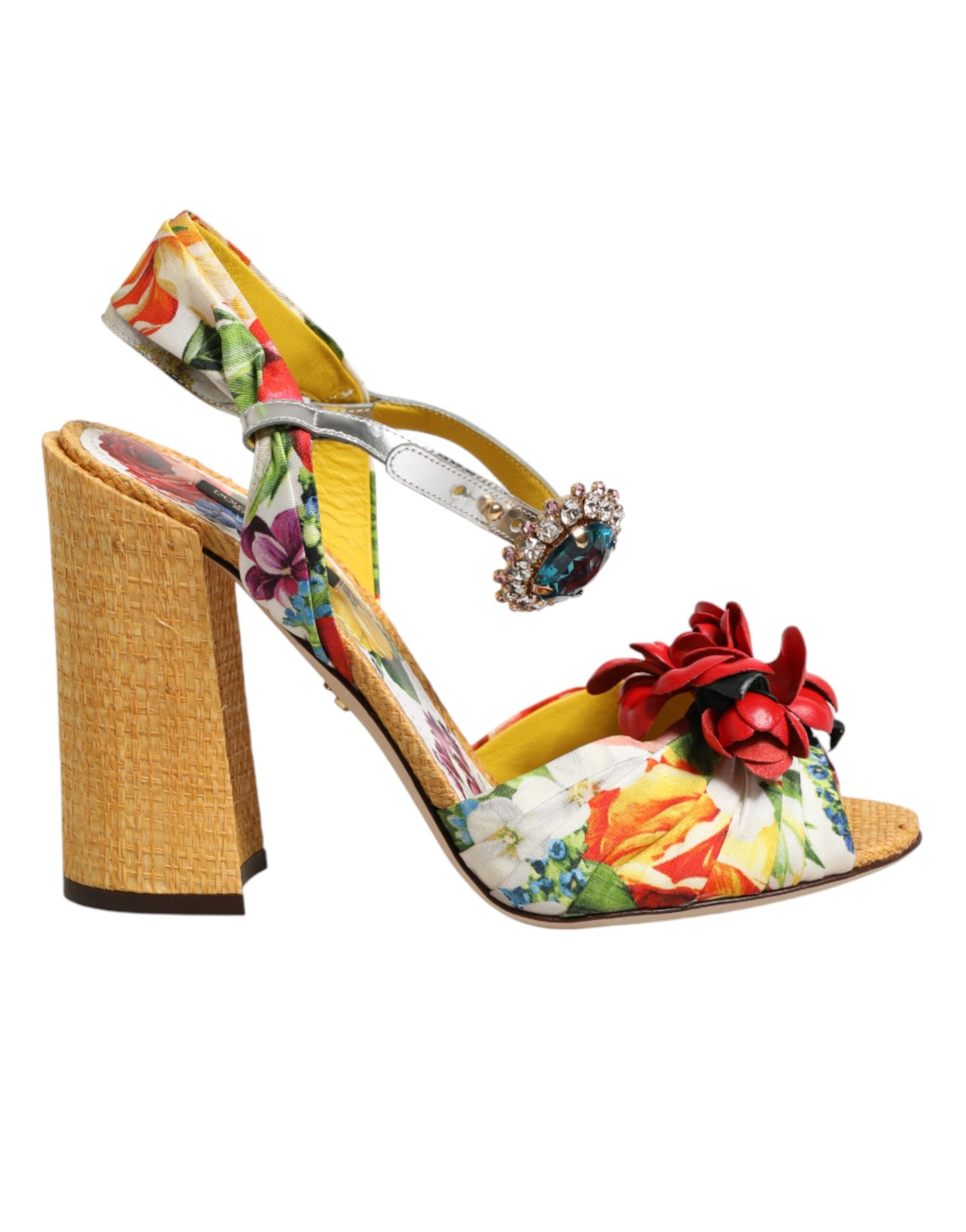 Dolce & Gabbana Multicolor Floral Crystal Embellished Sandals