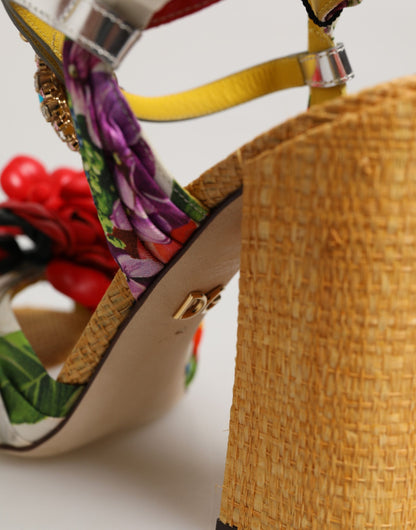 Dolce & Gabbana Multicolor Floral Crystal Embellished Sandals