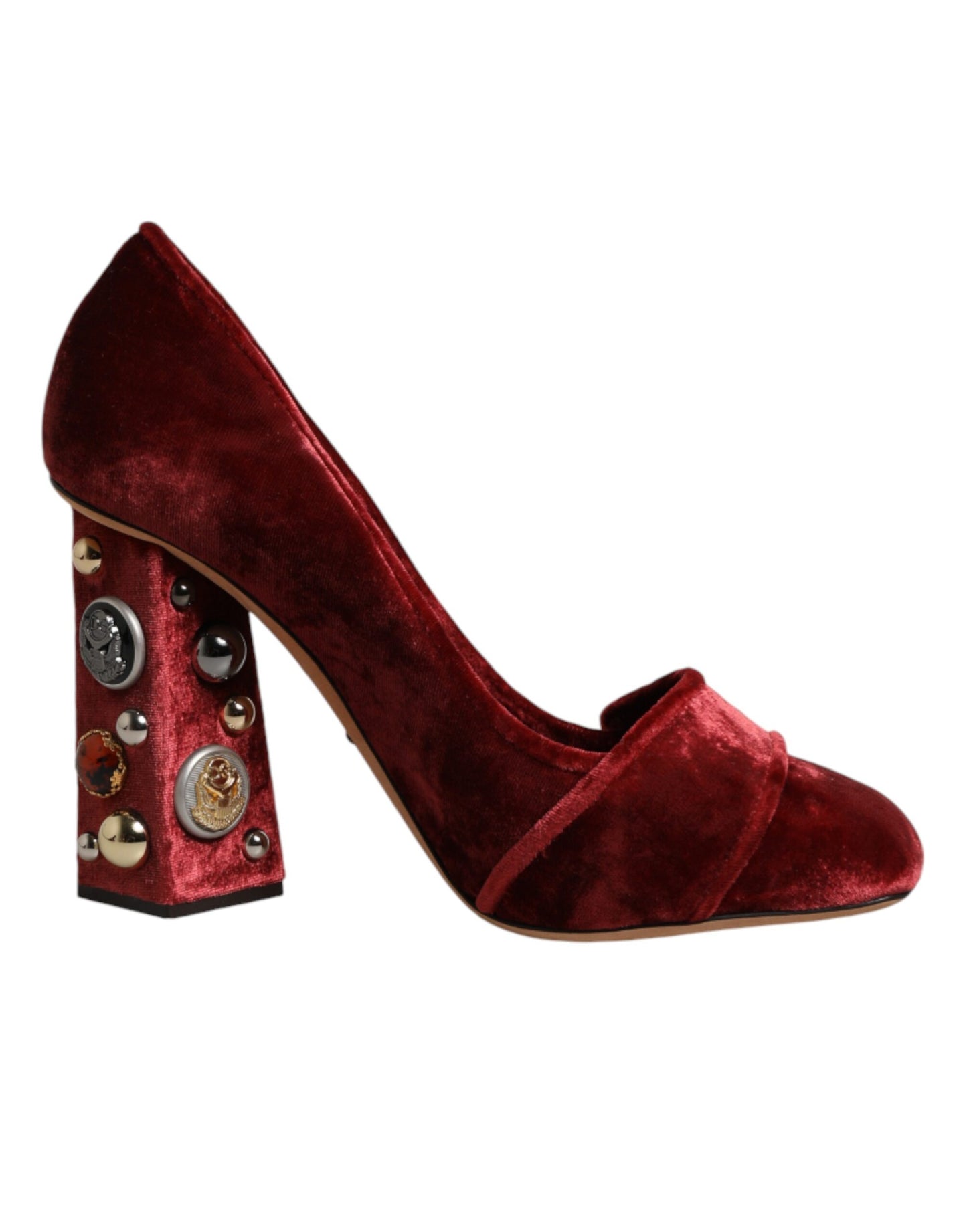 Dolce & Gabbana Red Velvet Embellished Heels Pumps Shoes