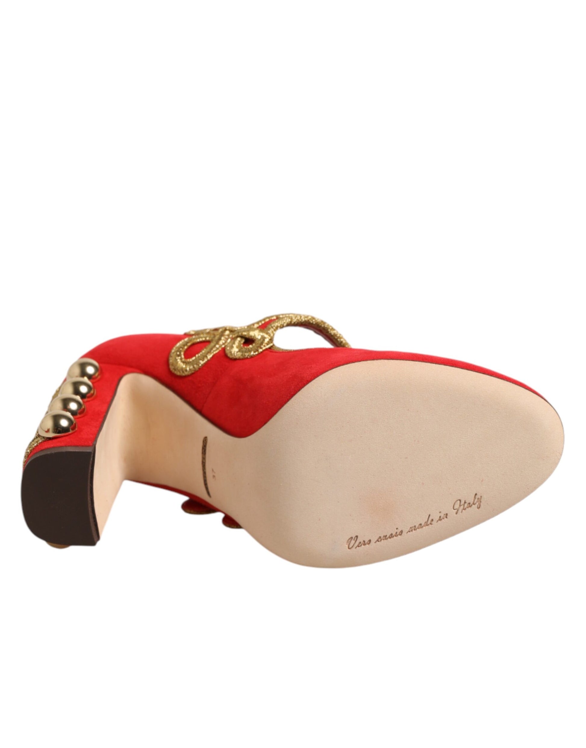 Dolce & Gabbana Red Embellished Mary Janes Pumps