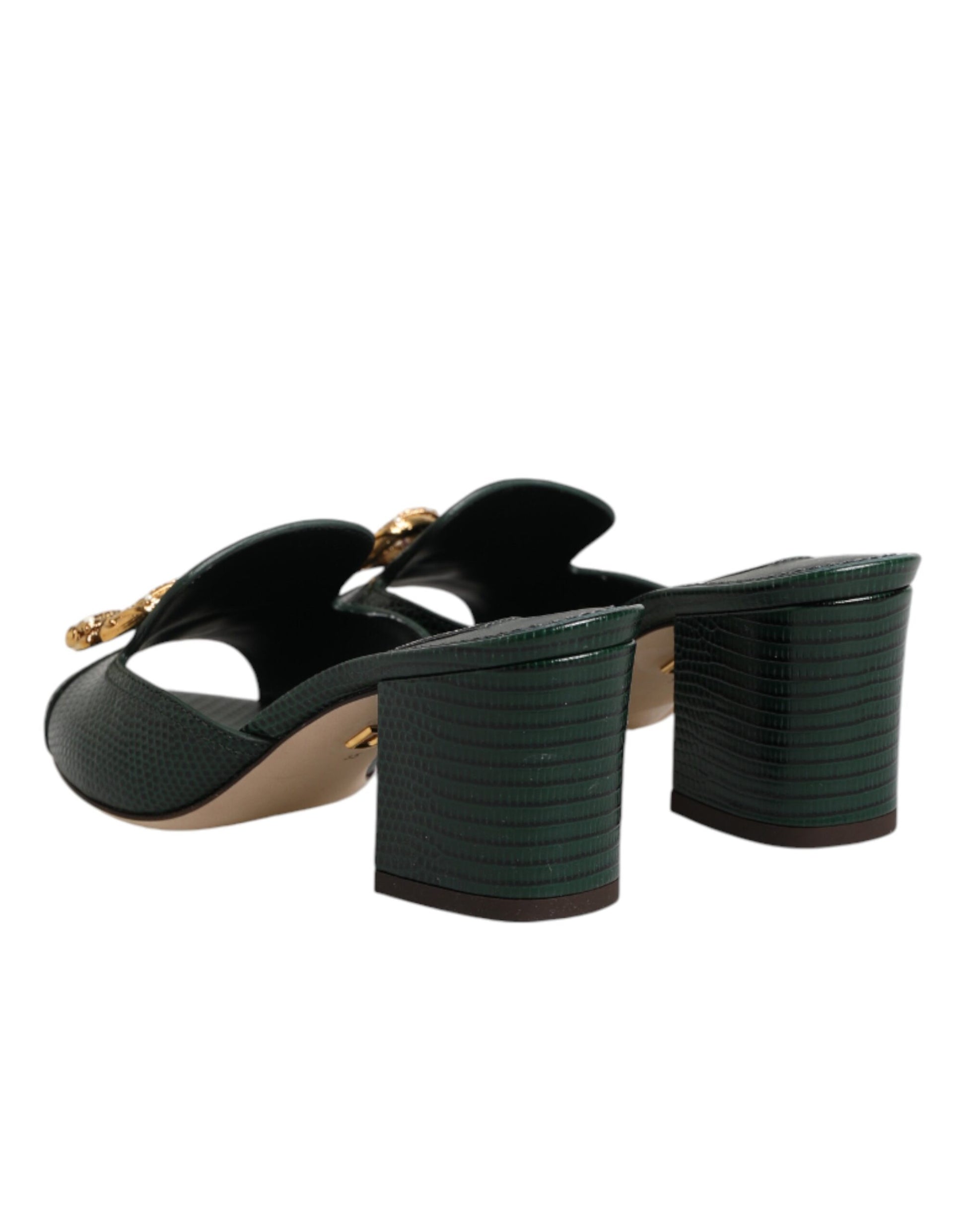 Dolce & Gabbana Green DG Amore Heel Slides Sandals